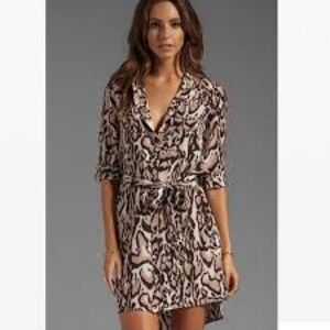 Diane Von Furstenberg Black and Tan Animal Print Dress